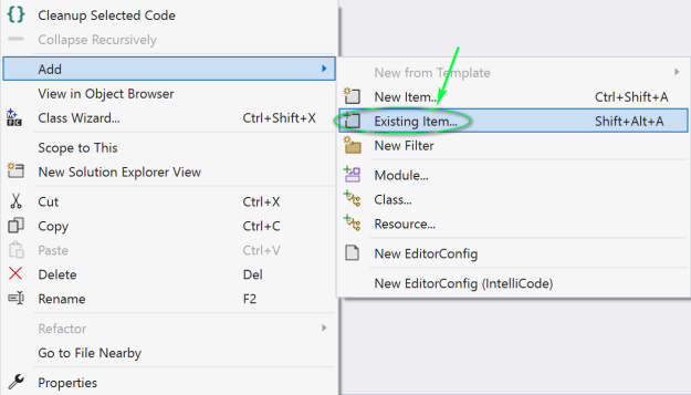 add existing item
